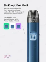 ELFBAR ELFX 2 mit Übersicht der LED-Farben für Eco-, Normal- und Power-Modus.